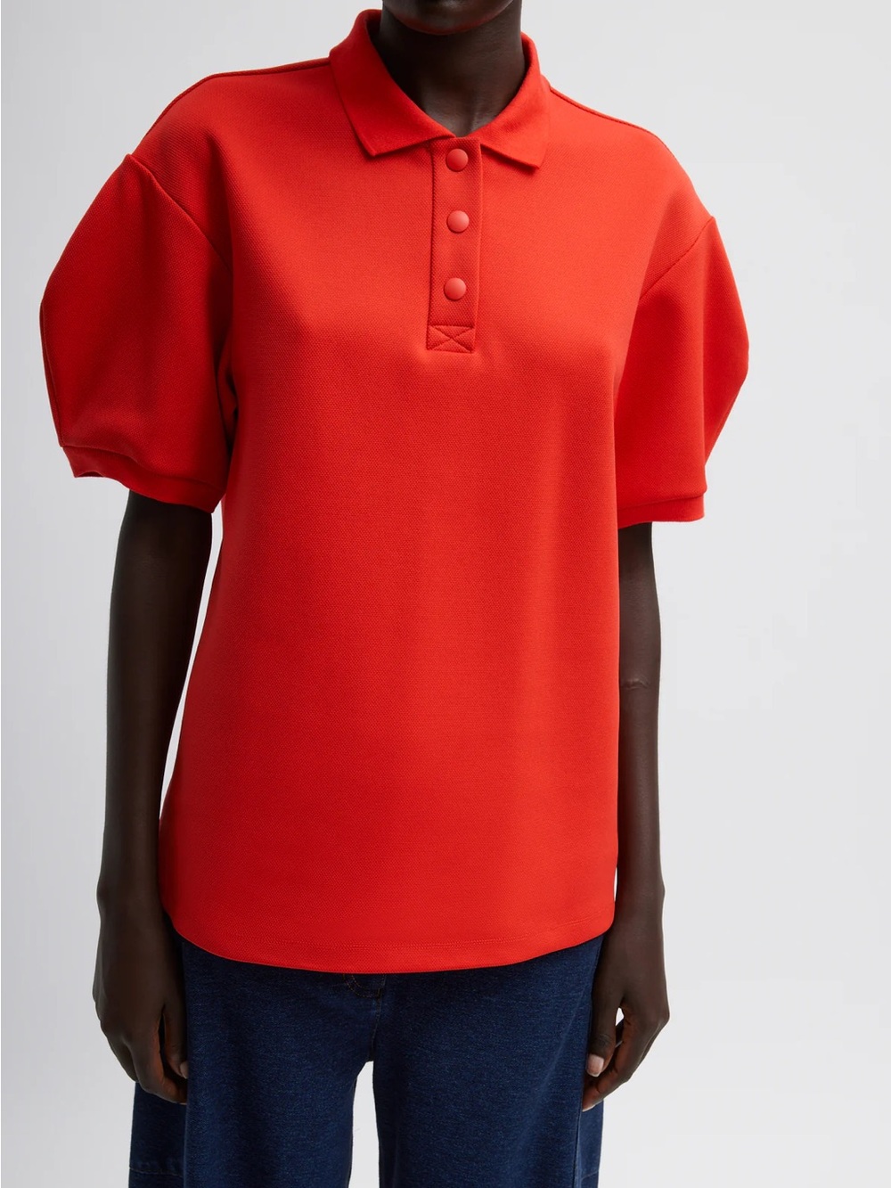 Tibi Luxe Pique Polo Shirt, NWT L